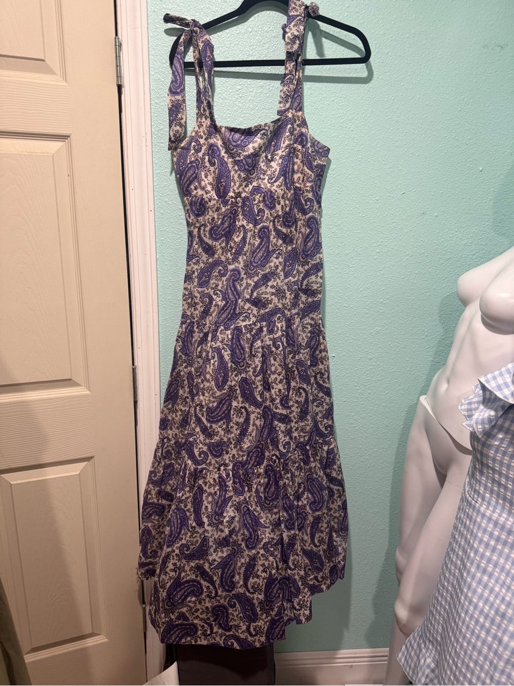 Zimmermann Purple Paisley Maxi Dress with Tie Straps